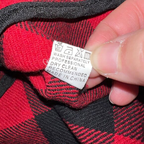 Womens Lightweight Jacket Buffalo Plaid Open Drape Front Long Sleeves Red Black - Picture 6 of 6